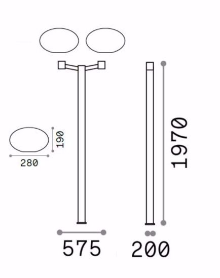 Lampione due luci clio mpt2 ideal lux 197cm nero ip44 e27 led