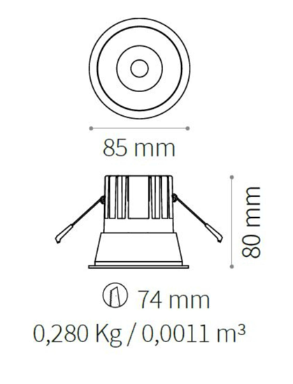 Game trim round bianco oro ideal lux faretto  incasso soffitto 11w 3000k