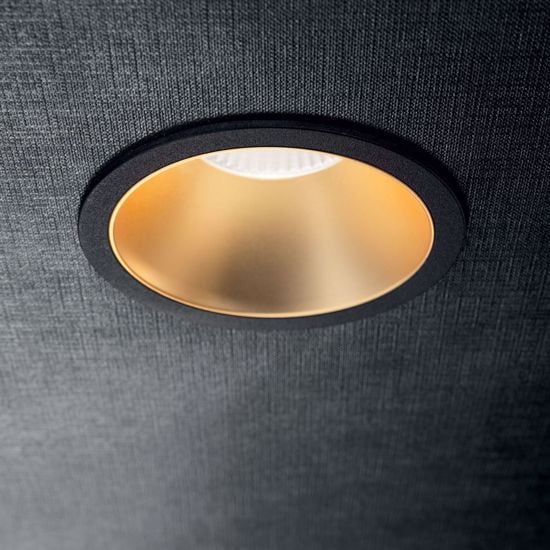 Faretto da incasso 11w 3000k 220v oro nero game trim round ideal lux