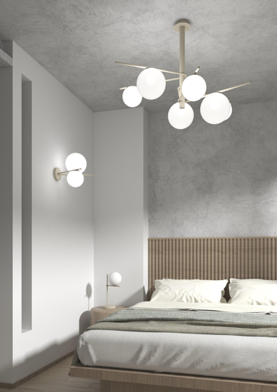 Lampadario moderno da soffitto boomerang tortora per soggiorno 6 luci top light