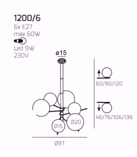 Lampadario moderno boomerang tortora per soggiorno top light