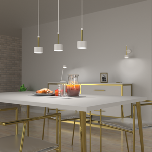 Lampadario bianco oro 3 luci per cucina