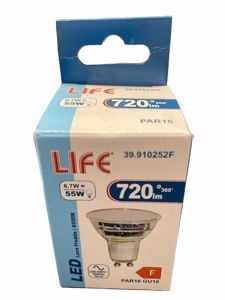 Life lampadina led gu10 vetro 6.7w 6500k 720lm 220v ottica 180&deg;