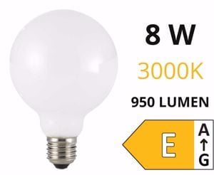 Lampadina sfera e27 led 8w 950lm 3000k vetro bianco ideal lux