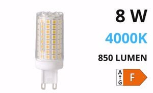 Lampadina led g9 8w 4000k 850lm top light ottica 360&deg;