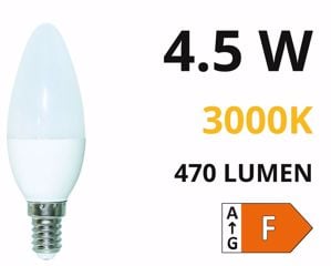 Life lampadina led e14 4,5w 3000k 470lm candela bianco ottica 290&deg;