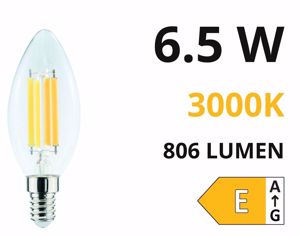 Life lampadina led e14 6.5w 3000k 806lm vetro trasparente filamento 320&deg;