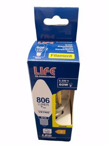 Lampadina e14 led 6,5w 4000k 806lm life candela vetro trasparente