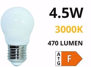 Life lampadina led minisfera e27 4,5w 3000k 470lm milky vetro bianco