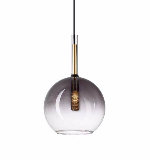 Lampada a sospensione empire sp1 sfera ideal lux vetro fume&apos;