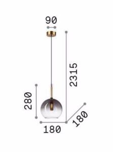 Lampada a sospensione empire sp1 sfera ideal lux vetro fume&apos;