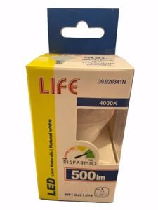 Life lampadina led e14 6w 4000k 500lm minisfera bianca ottica 270&deg;