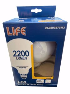 Lampadina life globo milky e27 16w 3000k 2200lm vetro bianco ottica 320&deg;