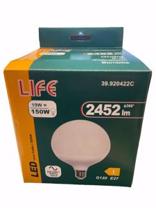 Life lampadina led globo e27 19w 3000k 2452lm ottica 300&deg;