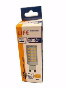 Life lampadina led g9 4.8w 3000k 530lm ottica 300&deg;