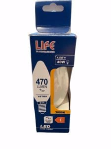 Life lampadina led e14 4,5w 3000k 470lm vetro milky