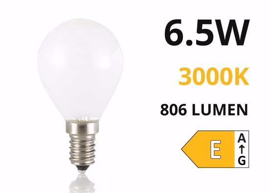 Life lampadina e14 led 6,5w 3000k 806lm mini sfera bianca  vetro milky