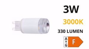 Lampadina led g9 3w 330lm 3000k ottica 90&deg; luce frontale diretta