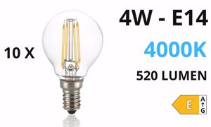 Lampadina led e14 4w 4000k 450lm minisfera vetro trasparente ideal lux