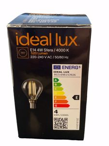 Lampadina led e14 4w 4000k 450lm minisfera vetro trasparente ideal lux