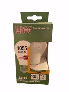 Life lampadina led goccia e27 8.5w 2700k dimmerabile vetro bianco