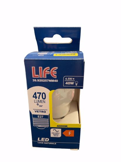 Life lampadina mini sfera led e27 4,5w 4000k vetro bianco milky