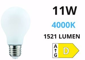 Lampadina led e27 11w 4000k 1521lm life milky vetro goccia