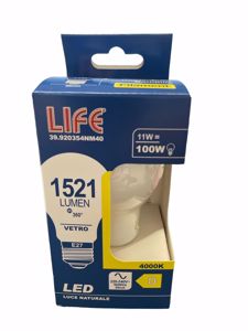 Lampadina led e27 11w 4000k 1521lm life milky vetro goccia