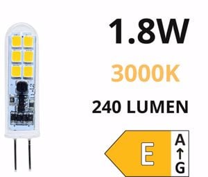 Life lampadina led g4 vetro 1.8w 3000k 240lm ottica 300&deg; 39.930419c30