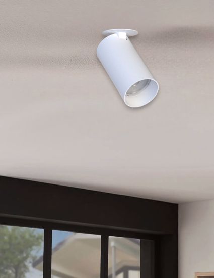 Faretto da incasso a soffitto cilindro bianco orientabile