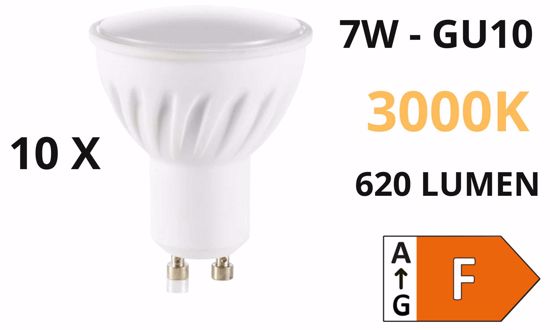 Confezione n&deg;10 lampadine gu10 7w led 3000k cri90 3000k 620lm ottica 108&deg; ideal lux