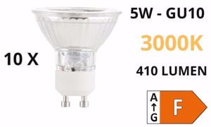 Confezione n&deg;10 lampadine gu10 led 5w 410lm 3000k cri90 ottica 50&deg; ideal lux