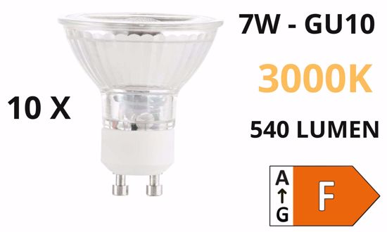 Confezione n&deg;10 lampadine gu10 led 7w 540lm 3000k ottica 50&deg; ideal lux