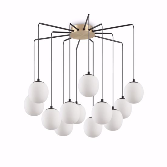 Ideal lux rhapsody sp12 lampadario design moderno nero oro