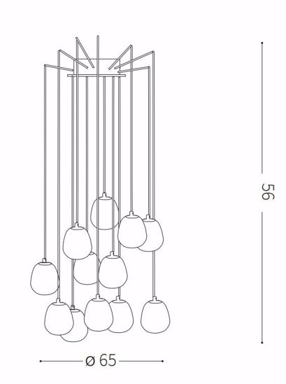 Ideal lux rhapsody sp12 lampadario design moderno nero oro