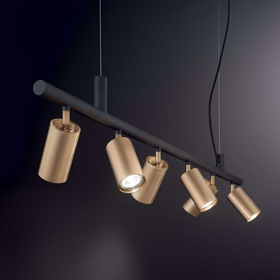 Dynamite sp6 ideal lux lampadario luci orientabili nero oro