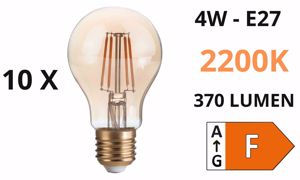 Confezione n&deg;10 lampadine e27 goccia led 4w 2200k 370lm ambra ideal lux