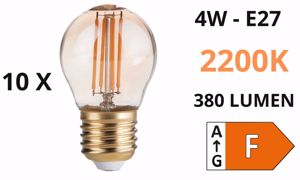 Confezione n&deg;10 lampadine e27 led sfera 4w 2200k 380lm ambra ideal lux