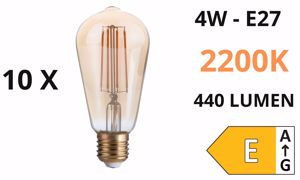 Confezione n&deg;10 lampadine e27 led 4w 2200k 440lm cono ambra ideal lux