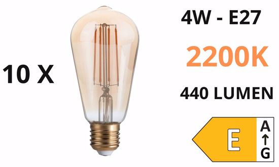 Confezione n&deg;10 lampadine e27 led 4w 2200k 440lm cono ambra ideal lux