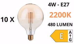 Confezione n&deg;10 lampadine e27 led 4w 2200k 480lm globo ambra ideal lux