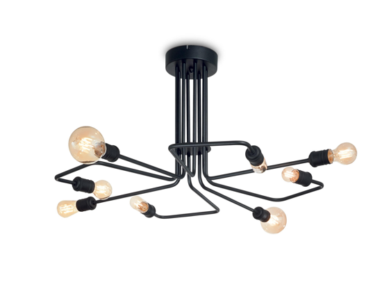 Ideal lux triumph sp8 plafoniera vintage nera per soggiorno