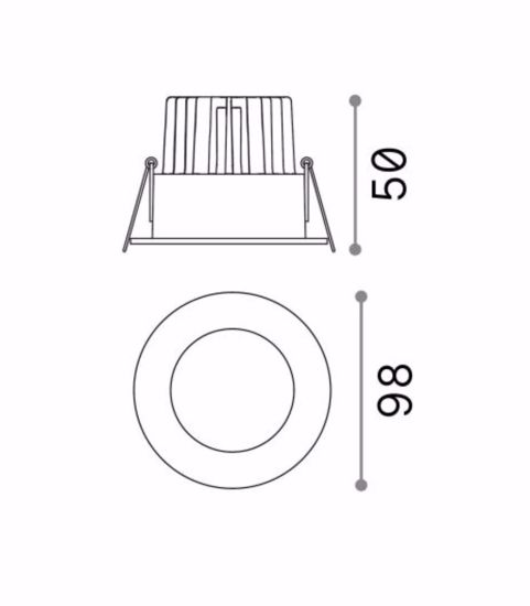 Room-65 fi round ideal lux faretto da incasso led 8w 3000k nero tondo