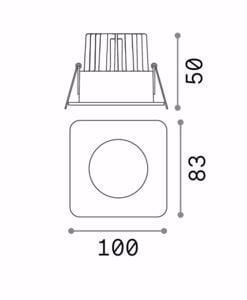 Room-65 fi square faretto led incasso quadrato 8w 3000k bianco 220-240v ideal lux