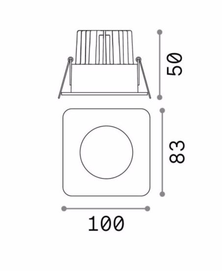 Room-65 fi square ideal lux faretto 8w 3000k quadrato nero 220-240v