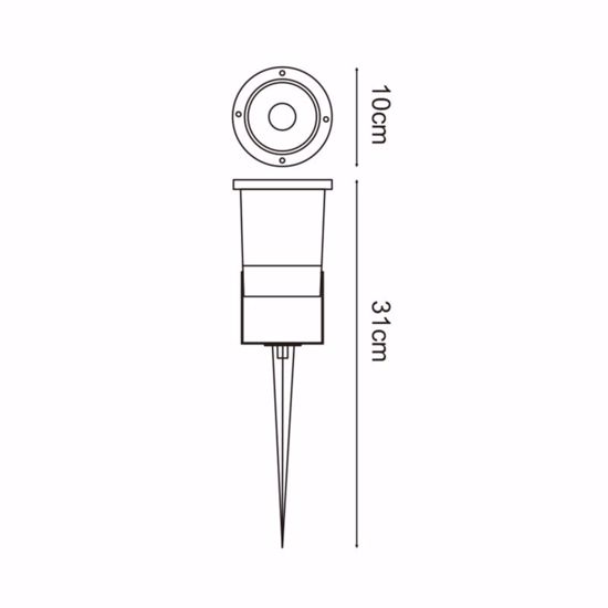 Faretto da giardino con picchetto nero da terra fp