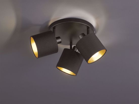 Lampada da soffitto con faretti led orientabili nero oro