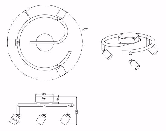 Plafoniera con faretti led design tondo luci orientabili bianco