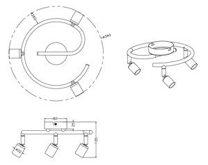 Faretti led da soffitto 3 luci cilindri orientabili nero