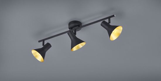 Lampada da soffitto con faretti nero oro orientabili